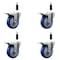 Service Caster 4'' Blue Poly Swivel 7/8'' Expanding Stem Caster Set Total Lock Brake, 4PK SCC-EXTTL20S414-PPUB-BLUE-78-4 - alternate 1